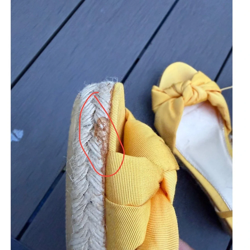 J.Crew Yellow Grosgrain‎ Bow Espadrille Wedge Sandals Womens 10 Made in Italy